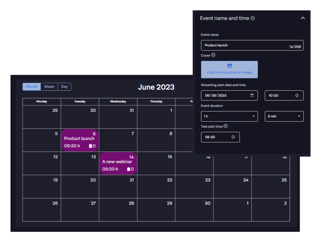 Crear evento y calendario de eventos